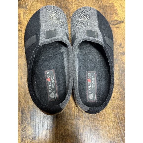 HAFLINGER Magic Felt Wool Clogs Size 40 Gray Black Duo Tone Cork Sole Slippers - Picture 6 of 12